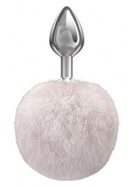 Серебристая анальная пробка с белым пушистым хвостиком Twinkle - Lola Games - купить с доставкой в Элисте