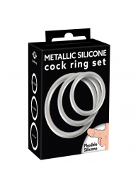 Набор из 3 эрекционных колец под металл Metallic Silicone Cock Ring Set - Orion - в Элисте купить с доставкой