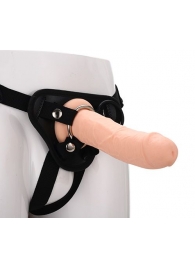 Черные трусики с телесной насадкой STRAP ON REAL DILDO - 21 см. - Dream Toys - купить с доставкой в Элисте