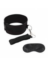 Черный ошейник с длинным поводком Collar and Leash Set - Lux Fetish - купить с доставкой в Элисте