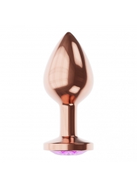 Пробка цвета розового золота с фиолетовым кристаллом Diamond Amethyst Shine S - 7,2 см. - Lola Games - купить с доставкой в Элисте