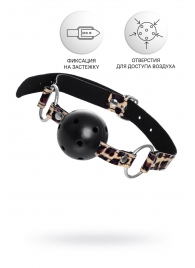 Черный кляп-шар на леопардовых ремешках Anonymo - ToyFa - купить с доставкой в Элисте