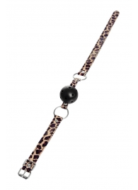 Черный кляп-шар на леопардовых ремешках Anonymo - ToyFa - купить с доставкой в Элисте