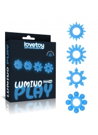 Набор из 4 голубых, светящихся в темноте эрекционных колец Lumino Play - Lovetoy - в Элисте купить с доставкой