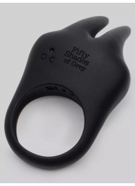 Черное эрекционное виброкольцо Sensation Rechargeable Vibrating Rabbit Love Ring - Fifty Shades of Grey - в Элисте купить с доставкой