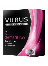 Презервативы с пупырышками и кольцами VITALIS PREMIUM sensation - 3 шт. - Vitalis - купить с доставкой в Элисте