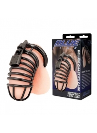 Черная металлическая клетка с замком Deluxe Chastity Cage - BlueLine - купить с доставкой в Элисте