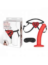 Красный поясной фаллоимитатор Red Heart Strap on Harness   5in Dildo Set - 12,25 см. - Lux Fetish - купить с доставкой в Элисте