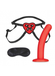 Красный поясной фаллоимитатор Red Heart Strap on Harness   5in Dildo Set - 12,25 см. - Lux Fetish - купить с доставкой в Элисте