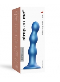 Голубая насадка Strap-On-Me Dildo Plug Balls size L - Strap-on-me - купить с доставкой в Элисте