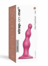 Розовая насадка Strap-On-Me Dildo Plug Beads size S - Strap-on-me - купить с доставкой в Элисте