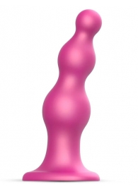 Розовая насадка Strap-On-Me Dildo Plug Beads size S - Strap-on-me - купить с доставкой в Элисте