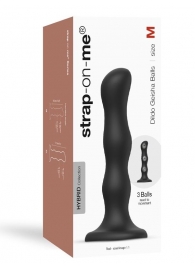 Черная насадка Strap-On-Me Dildo Geisha Balls size M - Strap-on-me - купить с доставкой в Элисте