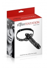 Черный кляп-фаллоимитатор Double Penis Gag - Fetish Tentation - купить с доставкой в Элисте