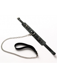 Черный ошейник с шипами и поводком - Crazy Handmade - купить с доставкой в Элисте