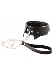 Черный ошейник-воротничок с металлическим поводком - Crazy Handmade - купить с доставкой в Элисте