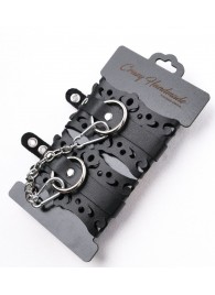 Ажурные наручники из черной кожи - Crazy Handmade - купить с доставкой в Элисте