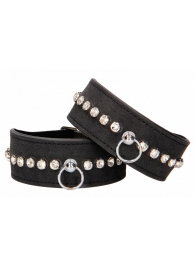 Черные наручники Diamond Studded Wrist Cuffs - Shots Media BV - купить с доставкой в Элисте