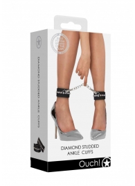 Черные поножи Diamond Studded Ankle Cuffs - Shots Media BV - купить с доставкой в Элисте