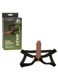 Коричневый фаллопротез Life-Like Extension with Harness - 17,75 см. - California Exotic Novelties - купить с доставкой в Элисте