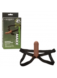 Коричневый фаллопротез из силикона Extension with Harness - 15,75 см. - California Exotic Novelties - купить с доставкой в Элисте