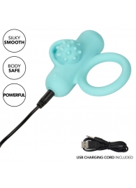 Аквамариновое эрекционное виброкольцо Silicone Rechargeable Nubby Lover’s Delight - California Exotic Novelties - в Элисте купить с доставкой