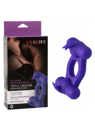 Фиолетовое эрекционное виброкольцо с двумя моторами Silicone Rechargeable Triple Orgasm Enhancer - California Exotic Novelties - в Элисте купить с доставкой