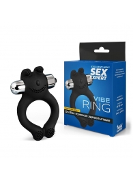 Черное силиконовое эрекционное виброкольцо Sex Expert - Sex Expert - в Элисте купить с доставкой