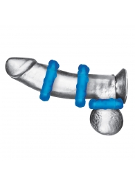 Комплект из трех голубых эрекционных колец 3-Pack Ribbed Rider Cock Ring Set - BlueLine - в Элисте купить с доставкой