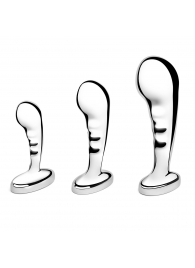 Набор из 3 стальных стимуляторов простаты Stainless Steel P-spot Training Set - b-Vibe - в Элисте купить с доставкой