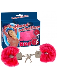 Малиновые меховые наручники Love Cuffs Red - Orion - купить с доставкой в Элисте