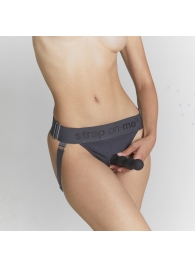 Серые трусики для фиксации насадок Strap-on-me Harness Lingerie Unique - Strap-on-me - купить с доставкой в Элисте