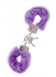 Фиолетовые меховые наручники METAL HANDCUFF WITH PLUSH LAVENDER - Dream Toys - купить с доставкой в Элисте