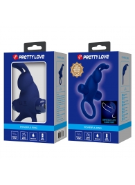 Синее эрекционное кольцо с выступом-зайчиком для стимуляции клитора - Baile - в Элисте купить с доставкой