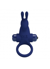 Синее эрекционное кольцо с выступом-зайчиком для стимуляции клитора - Baile - в Элисте купить с доставкой
