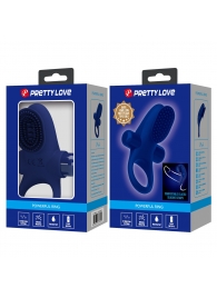 Синее эрекционное виброкольцо в клиторальной щеточкой - Baile - в Элисте купить с доставкой