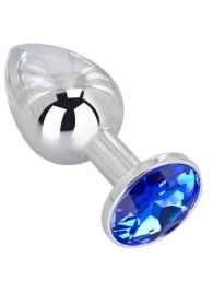 Анальное украшение BUTT PLUG  Small с синим кристаллом - 7 см. - Anal Jewelry Plug - купить с доставкой в Элисте