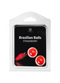 Набор из 2 шариков с массажным маслом Brazilian Balls с ароматом клубники - Secret Play - купить с доставкой в Элисте