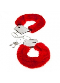 Красные меховые наручники Love с ключиками - Baile - купить с доставкой в Элисте