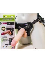 Страпон-унисекс с двумя насадками UNI strap 7  Harness - 19 и 16 см. - LOVETOY (А-Полимер) - купить с доставкой в Элисте