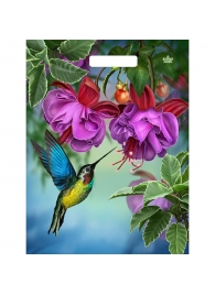 Пакет с принтом в виде колибри в цветах с вырубной ручкой (31х40 см) - Сима-Ленд - купить с доставкой в Элисте