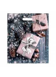 Новогодний пакет с принтом в виде подарков и вырубной ручкой (45х38 см) - Сима-Ленд - купить с доставкой в Элисте