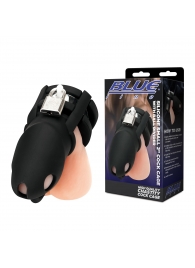 Черная клетка для пениса Silicone Small 2 in Cock Cage With Ball Divider - BlueLine - купить с доставкой в Элисте