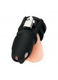 Черная клетка для пениса Silicone Small 2 in Cock Cage With Ball Divider - BlueLine - купить с доставкой в Элисте