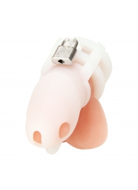 Белая клетка для пениса Silicone Small 2 in Cock Cage With Ball Divider - BlueLine - купить с доставкой в Элисте