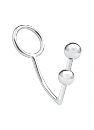 Кольцо на пенис с анальным стимулятором Two Bead Stainless Steel Anal Hook   Cock Ring - BlueLine - в Элисте купить с доставкой