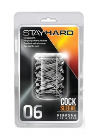 Прозрачная насадка с объёмными чёрточками STAY HARD COCK SLEEVE 06 CLEAR - Blush Novelties - в Элисте купить с доставкой