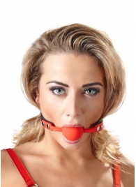 Силиконовый кляп-шар на чёрных ремешках Red Gag silicone - Orion - купить с доставкой в Элисте