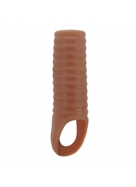 Телесная насадка на пенис с ребрышками и подхватом мошонки - Baile - в Элисте купить с доставкой