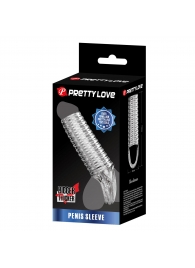 Прозрачная насадка на пенис с ребрышками и подхватом мошонки - Baile - в Элисте купить с доставкой